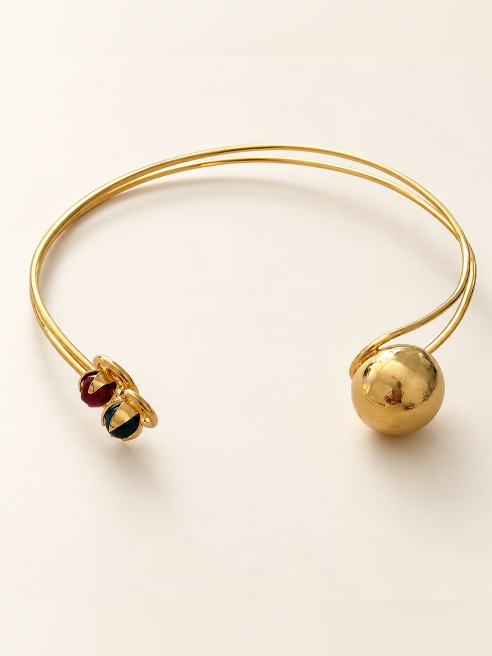 24K Gold Plated Choker Necklace Open Collar Colorful Stones Jewelry For Her